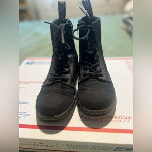 Dr. Martens Combs Black Canvas Extra Tough Combat Boots Junior Kids Size 3